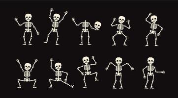 Skeleton dance Halloween characters rattling bones vector