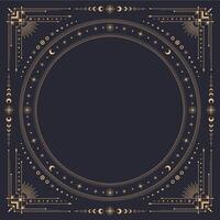 Square celestial frame, gold moon and star borders vector