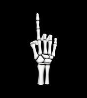 Skeleton hand pointing up gesture with bony finger vector