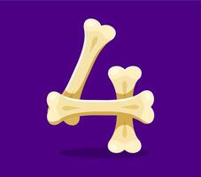 Halloween font number 4 Four of bones of dead vector