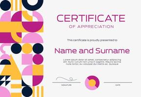 Certificate appreciation diploma geometric pattern vector