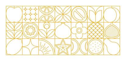 Fruit and berry food line modern geometric pattern vector