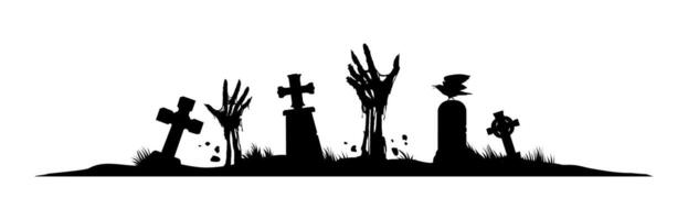 Halloween frame border, divider with zombie hands vector