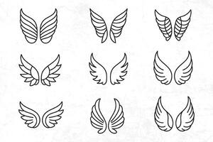 Flat design angel wings silhouette design element vector