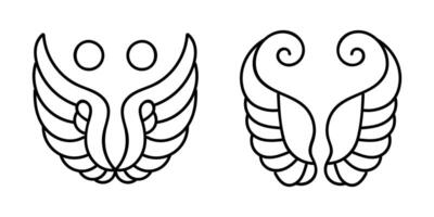 Flat design angel wings silhouette design element vector