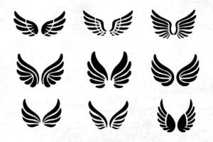 Flat design angel wings silhouette design element vector