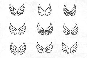 Flat design angel wings silhouette design element vector