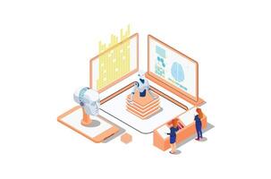 Technology Isometric artificial intelligence robot learning illustration, Web Banner, Suitable for Diagrams, Infographics, Book Illustrations, Game Assets and Other Graphic Related Assets vector