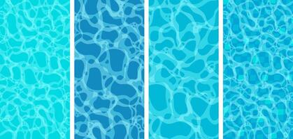 Realistic swimming pool bottom with blue water waves texture. Summer aqua surface with caustics ripples. Spa pool top view background. Illustration of surface ripple water vector