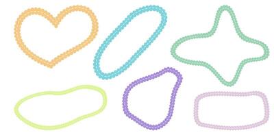 Hand drawn scalloped frames with dashed stitches. vector