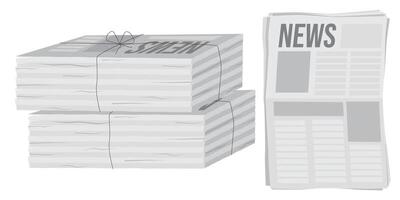 Pile of newspapers on white background. Stack of newspapers. Paper waste vector