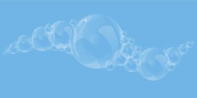 soap bubble. Realistic soap bubble, glare. Foam bubbles. Powder and soap, detergent. vector