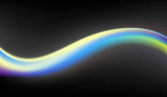 Glowing Swirling Neon Rainbow colors on dark background. Vivid rainbow swirl loop. Abstract vibrant string of light. Aesthetic Pastel Neon wallpaper template. Illustration. vector