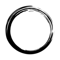 Grunge circle frame. Grunge circle drawn with brush strokes. Circle drawn in ink. Grunge frame contains stains, scratches, cracks, unevenness and other elements that create a worn effect. png