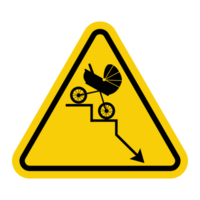 Sign of declining birth rate. Negative fertility graph with an arrow pointing down. Demographic decline, fertility decline curve. Warning yellow triangular sign. png