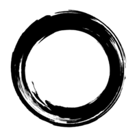 Grunge circle frame. Grunge circle drawn with brush strokes. Circle drawn in ink. Grunge frame contains stains, scratches, cracks, unevenness and other elements that create a worn effect. png