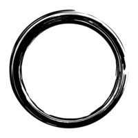 Grunge circle frame. Grunge circle drawn with brush strokes. Circle drawn in ink. Grunge frame contains stains, scratches, cracks, unevenness and other elements that create a worn effect. png