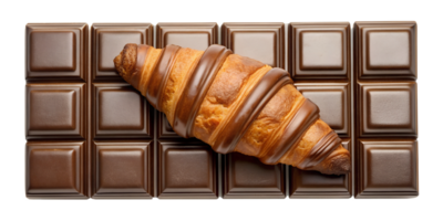 Croissants on a white isolated background, front view. Serve yourself a delicious croissant with chocolate filling, suitable for menu design, restaurants, bakeries. French classics . png