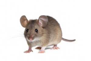 Close up of plain house mouse aka Mus Musculus, standing facing front isolated on white or transparent background. png
