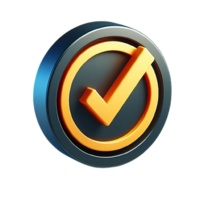 Golden Check Mark Icon On White Round Button 3d Realistic Design Element png