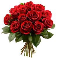 Flower bouquet of red roses isolated on a white or transparent background. Rose flower is symbol of love, Gifts for anniversaries or Valentine's Day. png