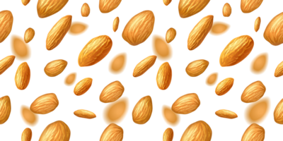 Seamless Pattern of Almonds on Transparent Background png