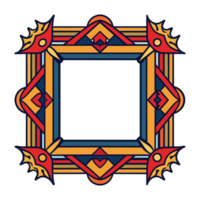 an ornate square frame with a colorful pattern png