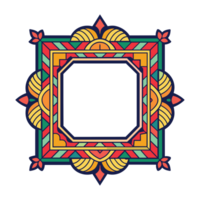 an ornate square frame with a colorful pattern png