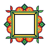 an ornate square frame with a colorful pattern png
