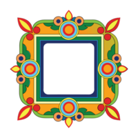 an ornate square frame with a colorful pattern png