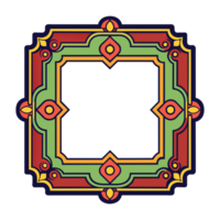 an ornate square frame with a colorful pattern png