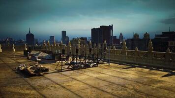 A crowded rooftop scene in the middle of a bustling metropolis video