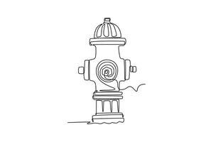 Firefighters with firefighting equipment concept. Single line draw design graphic illustration. vector