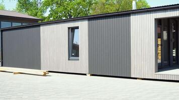 Construction of new and modern modular house. Building new frame of energy efficient home concept video