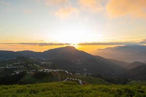backdrop of the beautiful colors of the sky and the high mountain scenery in Chiang Mai is a beautiful scenery of nature in winter and is popular with tourists. Simple sky background with copy space photo