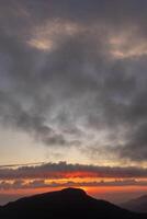 backdrop of the beautiful colors of the sky and the high mountain scenery in Chiang Mai is a beautiful scenery of nature in winter and is popular with tourists. Simple sky background with copy space photo
