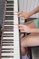 Beautiful piano background are set by the window in the morning waiting for the pianist to come to practice in the morning to reduce the mistake of having to perform the piano performance at a concert photo