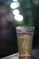 Clear plastic glasses are popular for holding alcoholic beverages or beer because they are easy to store when hosting parties and large crowds, and plastic glasses are also easy to recycle. photo