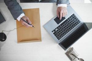 client meets with a lawyer within the legal counsel office to request advice about law and lawsuit that will be filed in order to obtain an advantageous outcome in lawsuit. legal counsel concept photo