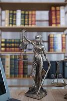 statue of god Themis Lady Justice is used as symbol of justice within law firm to demonstrate truthfulness of facts and power to judge without prejudice. Themis Lady Justice is of justice photo