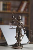 statue of god Themis Lady Justice is used as symbol of justice within law firm to demonstrate truthfulness of facts and power to judge without prejudice. Themis Lady Justice is of justice photo