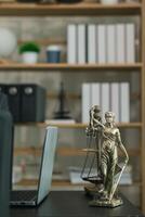 statue of god Themis Lady Justice is used as symbol of justice within law firm to demonstrate truthfulness of facts and power to judge without prejudice. Themis Lady Justice is of justice photo