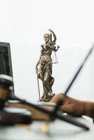 statue of god Themis Lady Justice is used as symbol of justice within law firm to demonstrate truthfulness of facts and power to judge without prejudice. Themis Lady Justice is of justice photo
