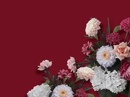 Abstract beautiful blooming white flowers with copy space background. White flowers on copy space frame. photo