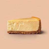 Scrumptious Cheesecake Slice Isolated on a Light Peach Background photo