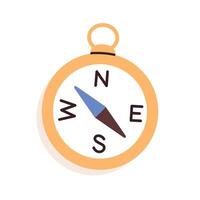 Compass, hand drawn compass, travel compass for orientation, navigation, device for direction geography tool for orientation, navigating device for travel, searching north flat illustration. vector