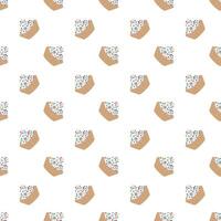 Cupcake with whipped cream and colorful sugar sprinkles. Seamless pattern on a white background. illustration. vector