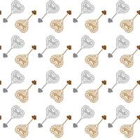 Antique forged, ornate key. Simple seamless pattern on a white background. illustration. vector