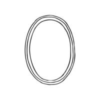 oval vertical frame - hand drawn outline drawing vector