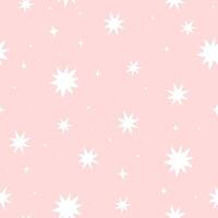 Simple seamless pattern with white stars on a pink background. graphics. vector